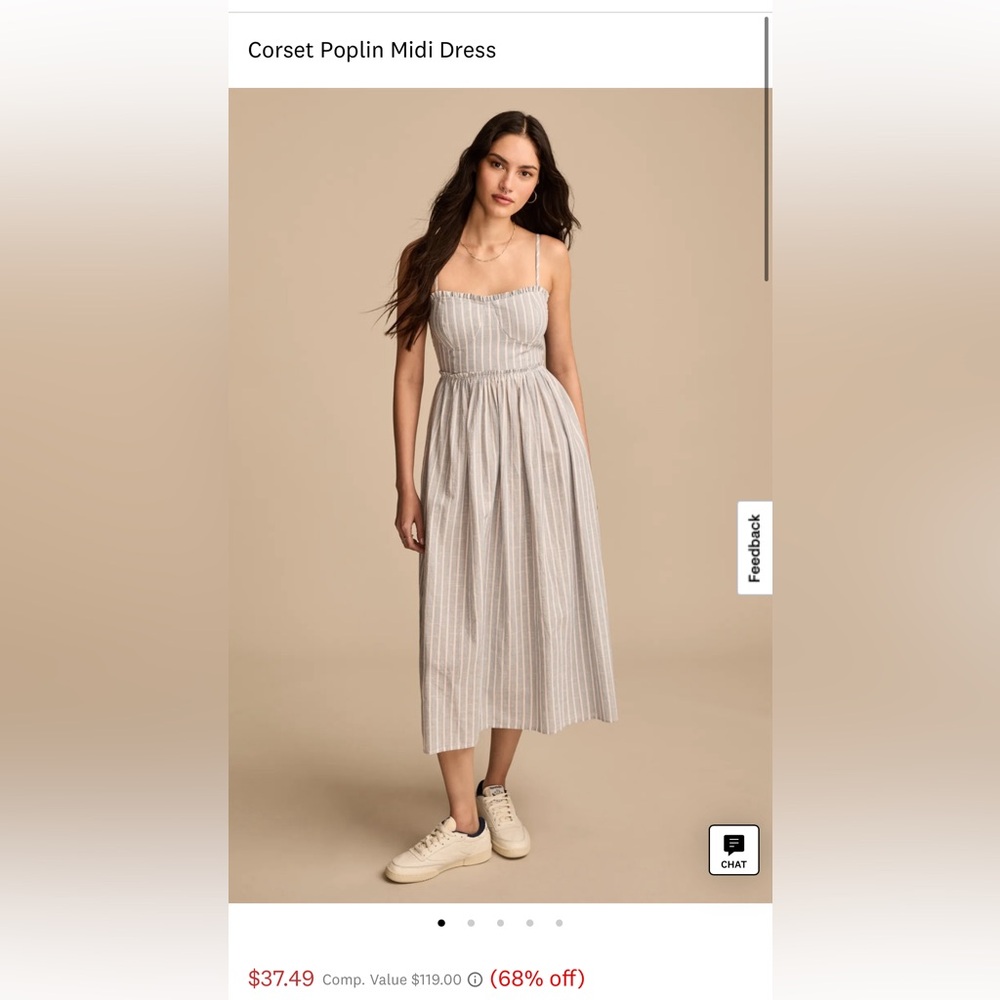 Lucky Brand Corset Poplin Midi Dress